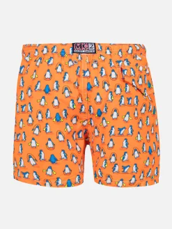 Costume da bagno da bambino in tessuto leggero con stampa pinguini