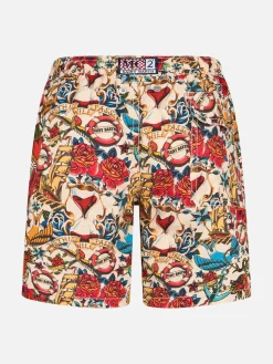 Costume da bagno da bambino di media lunghezza Jean con stampa a righe