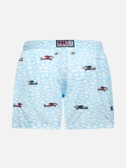 Costume da bagno da bambino in tessuto leggero Jean Lighting con ricamo di aeroplani