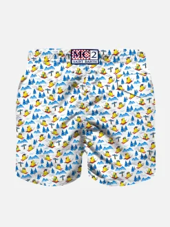 Costume da bagno da bambino in tessuto leggero con papera nevosa