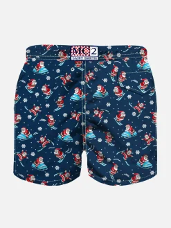 Costume da bagno da bambino in tessuto leggero con stampa Babbo Natale