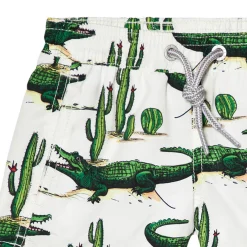 Costume da bagno da bambino con stampa coccodrillo e cactus