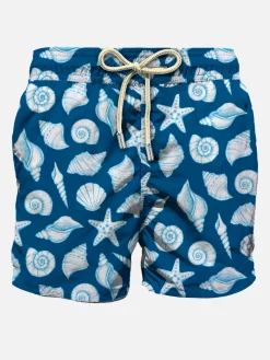 Costume da bagno da uomo in tessuto leggero con stampa conchiglie