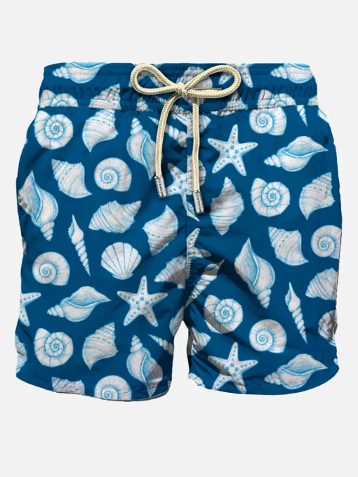 Costume da bagno da uomo in tessuto leggero con stampa conchiglie