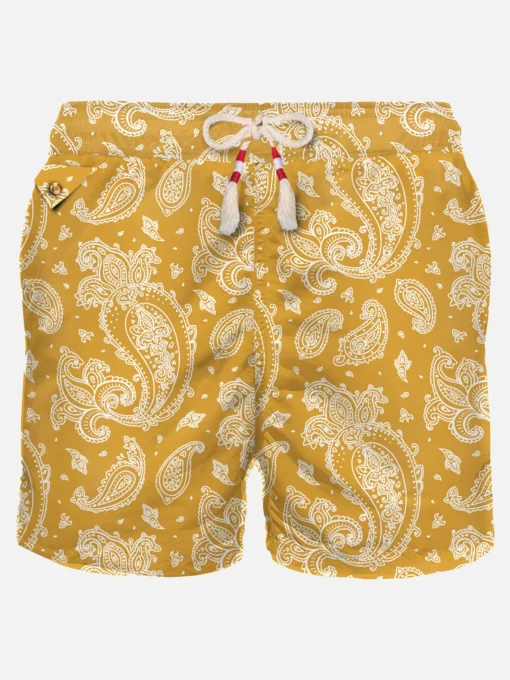Costume da bagno da uomo in tessuto leggero con stampa paisley