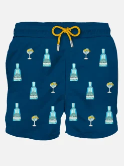 Costume da bagno da uomo blu classico con stampa Gin Mare | @GIN MARE EDIZIONE SPECIALE