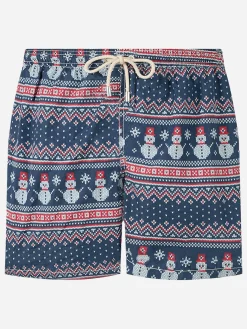 Costume da bagno da uomo in tessuto leggero stampa pupazzo di neve