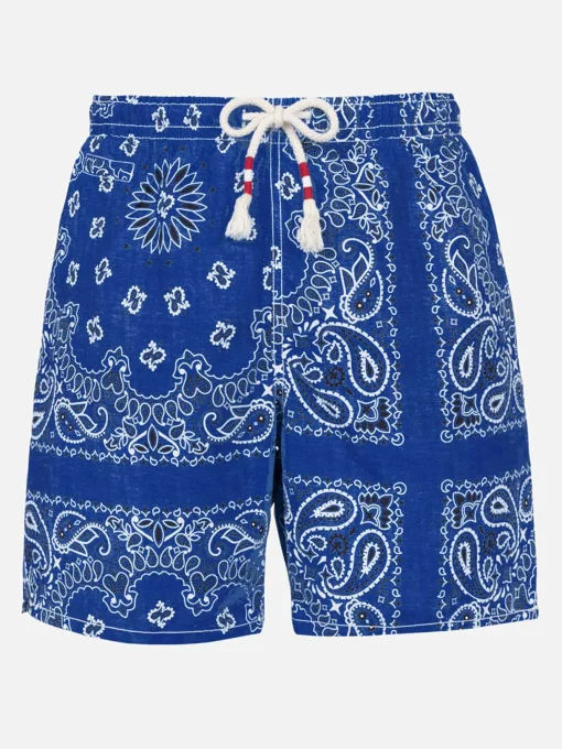 Costume da bagno da uomo con stampa bandana blu