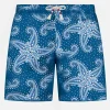 Costume da bagno da uomo in tessuto leggero con stampa paisley blu