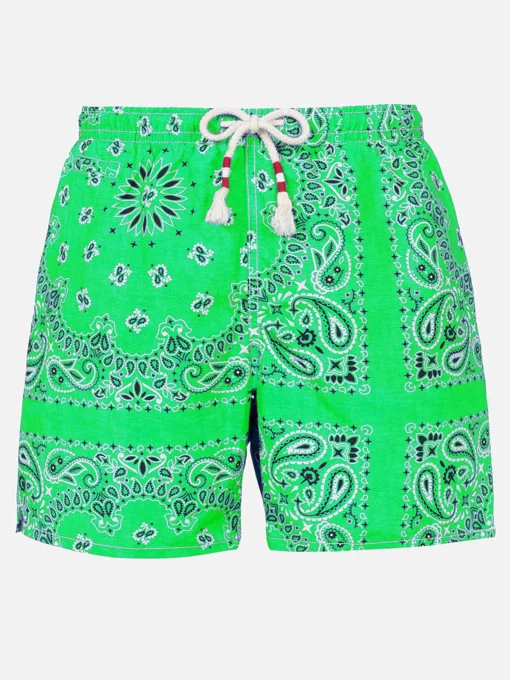 Costume da bagno da uomo con stampa bandana verde