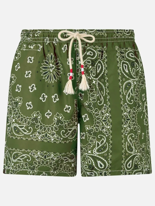 Costume da bagno da uomo con stampa bandana verde