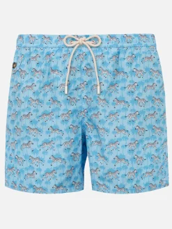 Costume da bagno da uomo in tessuto leggero con stampa zebra