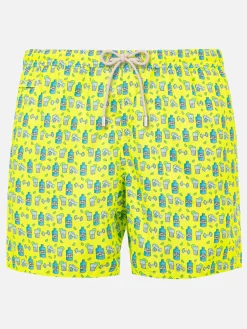 Costume da bagno da uomo in tessuto leggero con stampa gin