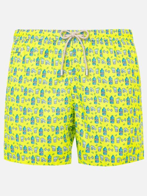 Costume da bagno da uomo in tessuto leggero con stampa gin