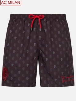 Costume da bagno da uomo in tessuto leggero con stampa logo Milan e patch | AC MILAN SPECIAL EDITION