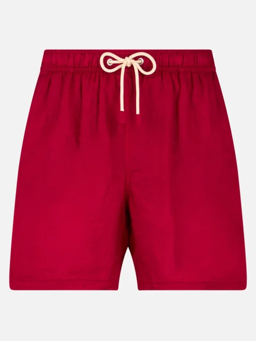 Costume da bagno da uomo in lino bordeaux