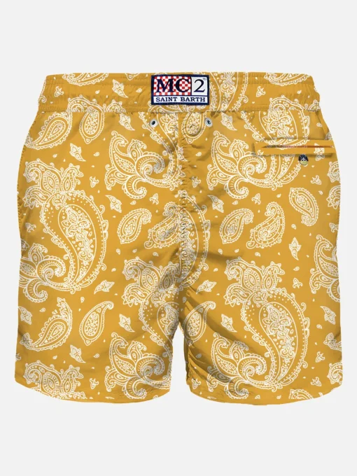 Costume da bagno da uomo in tessuto leggero con stampa paisley
