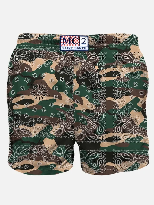 Costume da bagno da uomo con stampa bandana camouflage