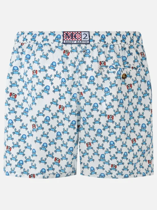 Costume da bagno da uomo in tessuto leggero con stampa Crab party e logo Napoli | SSC NAPOLI SPECIAL EDITION