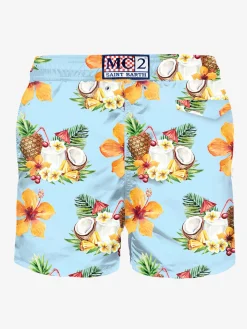 Costume da bagno da uomo in tessuto leggero stampa cocco e ananas