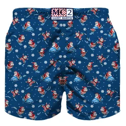 Costume da bagno da uomo in tessuto leggero con stampa Happy Santa Claus