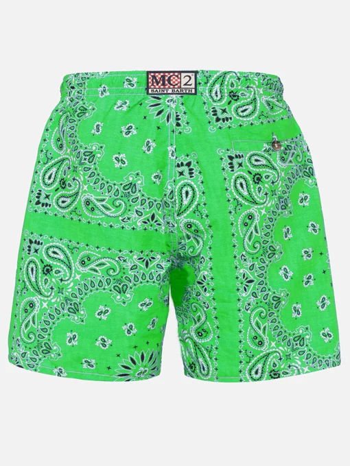 Costume da bagno da uomo con stampa bandana verde