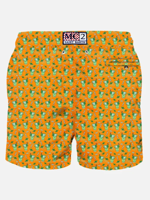 Costume da bagno da uomo in tessuto leggero con stampa Mojito