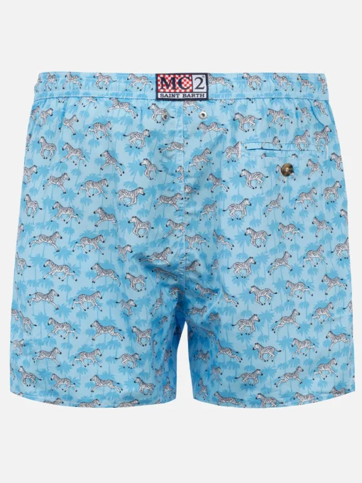 Costume da bagno da uomo in tessuto leggero con stampa zebra