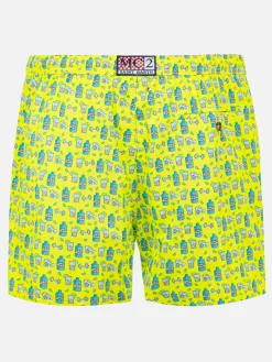 Costume da bagno da uomo in tessuto leggero con stampa gin