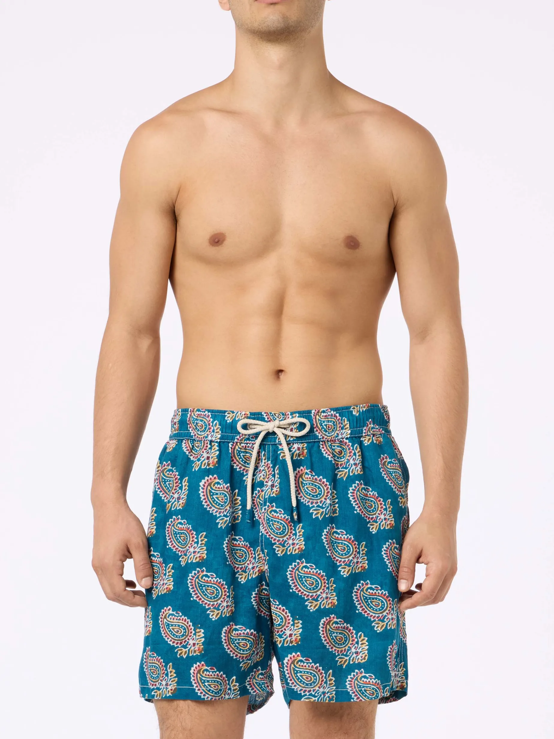 Costume da bagno da uomo media lunghezza Gustavia in lino