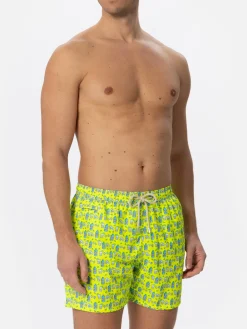 Costume da bagno da uomo in tessuto leggero con stampa gin