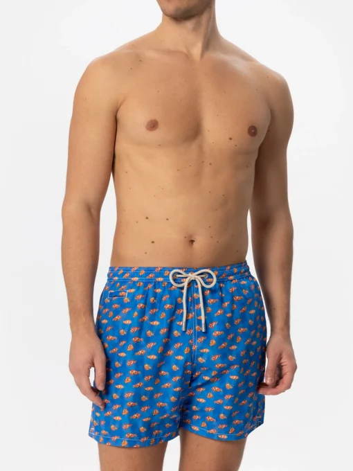 Costume da bagno da uomo in tessuto leggero con stampa pesci pagliaccio