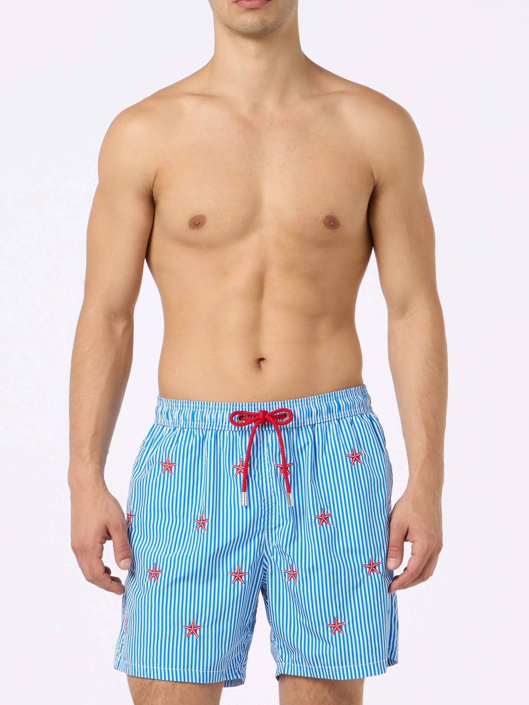 Costume da bagno da uomo in tessuto leggero Lighting con ricamo stelle marine