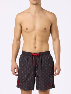 Costume da bagno da uomo in tessuto leggero con stampa logo Milan e patch | AC MILAN SPECIAL EDITION