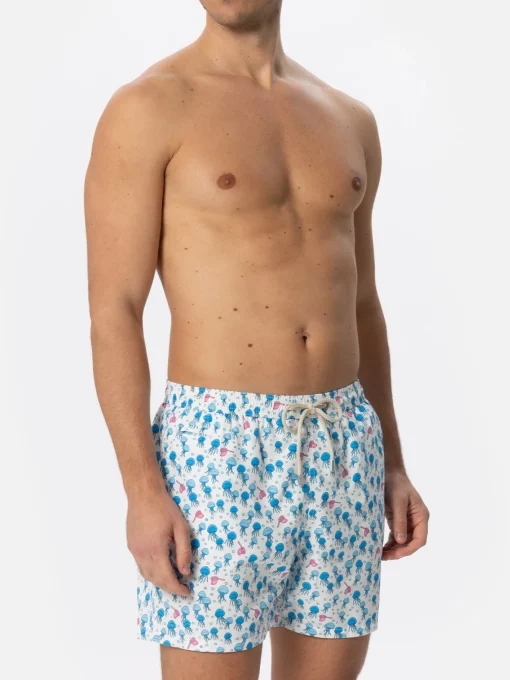 Costume da bagno da uomo in tessuto leggero con stampa meduse