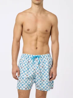 Costume da bagno da uomo in tessuto leggero con stampa Crab party e logo Napoli | SSC NAPOLI SPECIAL EDITION