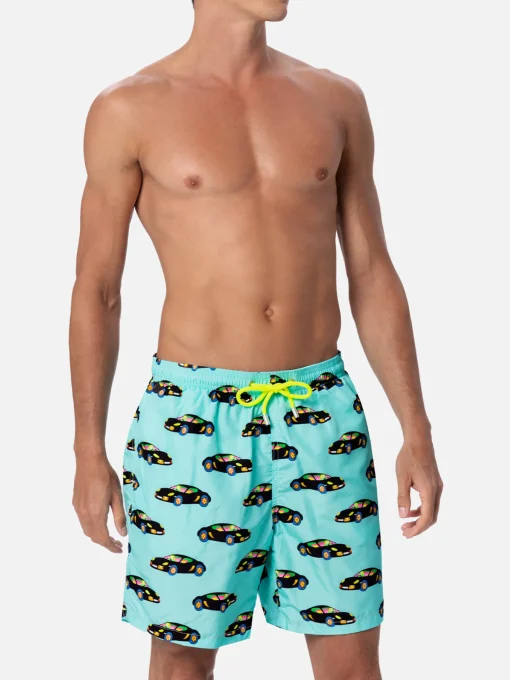 Costume da bagno da uomo in tessuto leggero Illuminazione con stampa automobile Lodola | MARCO LODOLA SPECIAL EDITION