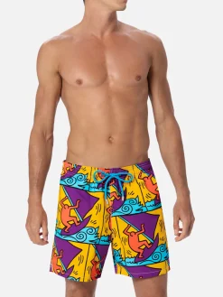 Costume da bagno da uomo Gustavia lunghezza media con stampa piazzata disegno Keith Haring | KEITH HARING EDIZIONE SPECIALE