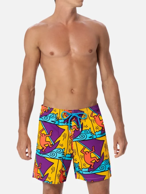 Costume da bagno da uomo Gustavia lunghezza media con stampa piazzata disegno Keith Haring | KEITH HARING EDIZIONE SPECIALE