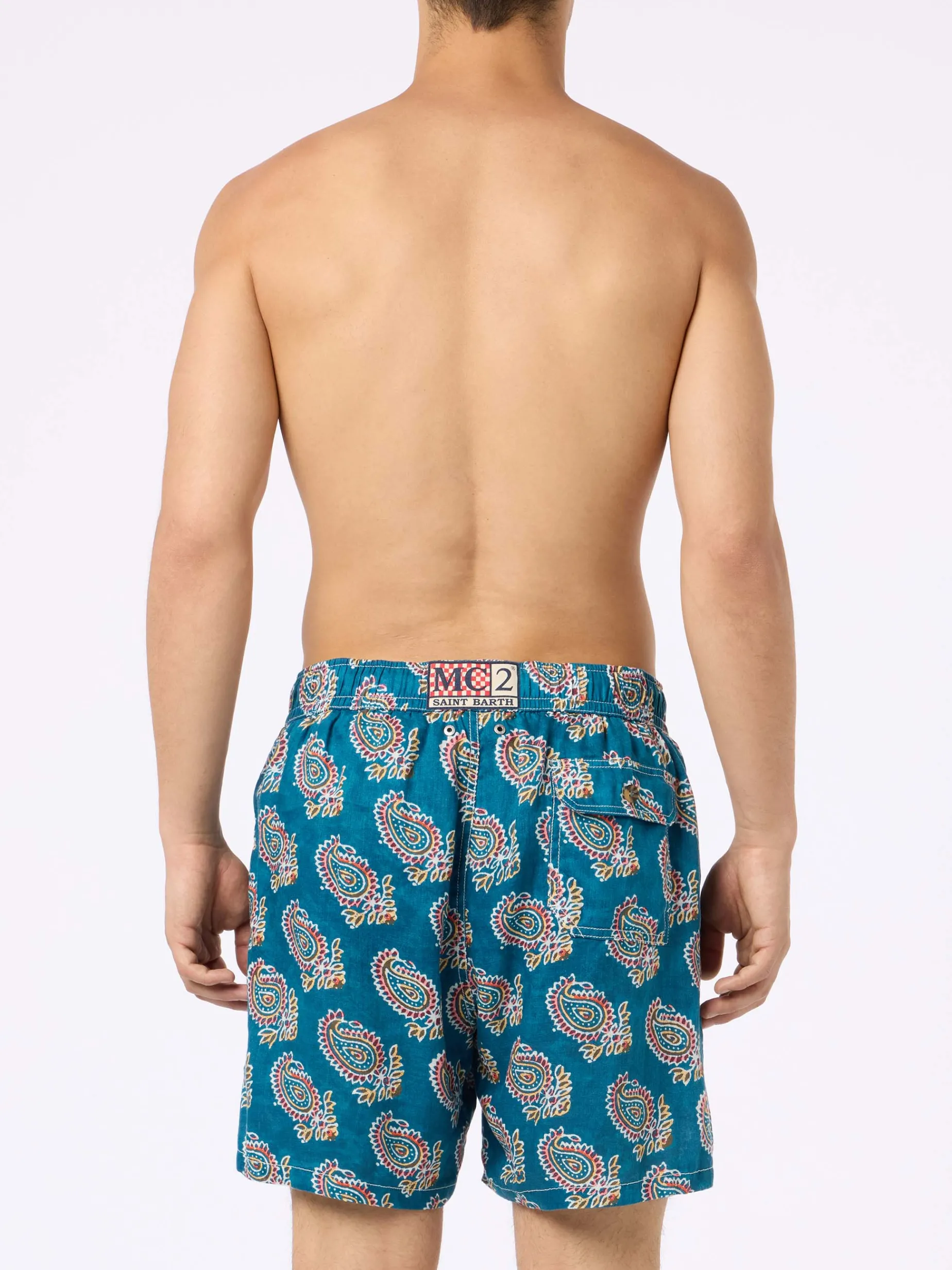 Costume da bagno da uomo media lunghezza Gustavia in lino