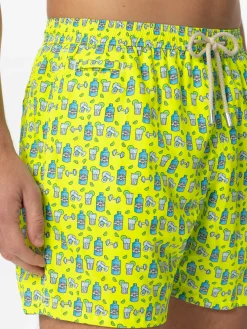 Costume da bagno da uomo in tessuto leggero con stampa gin