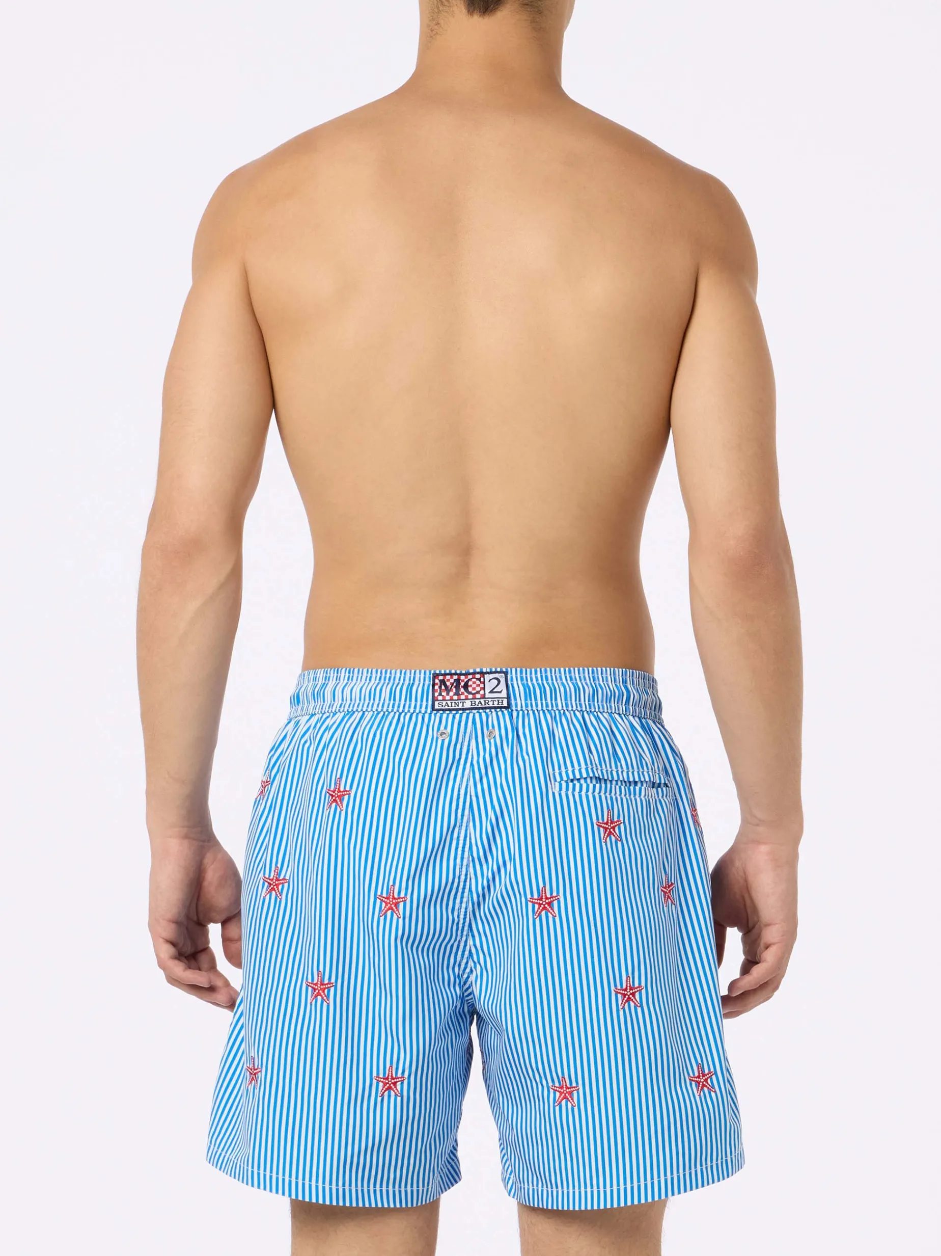 Costume da bagno da uomo in tessuto leggero Lighting con ricamo stelle marine