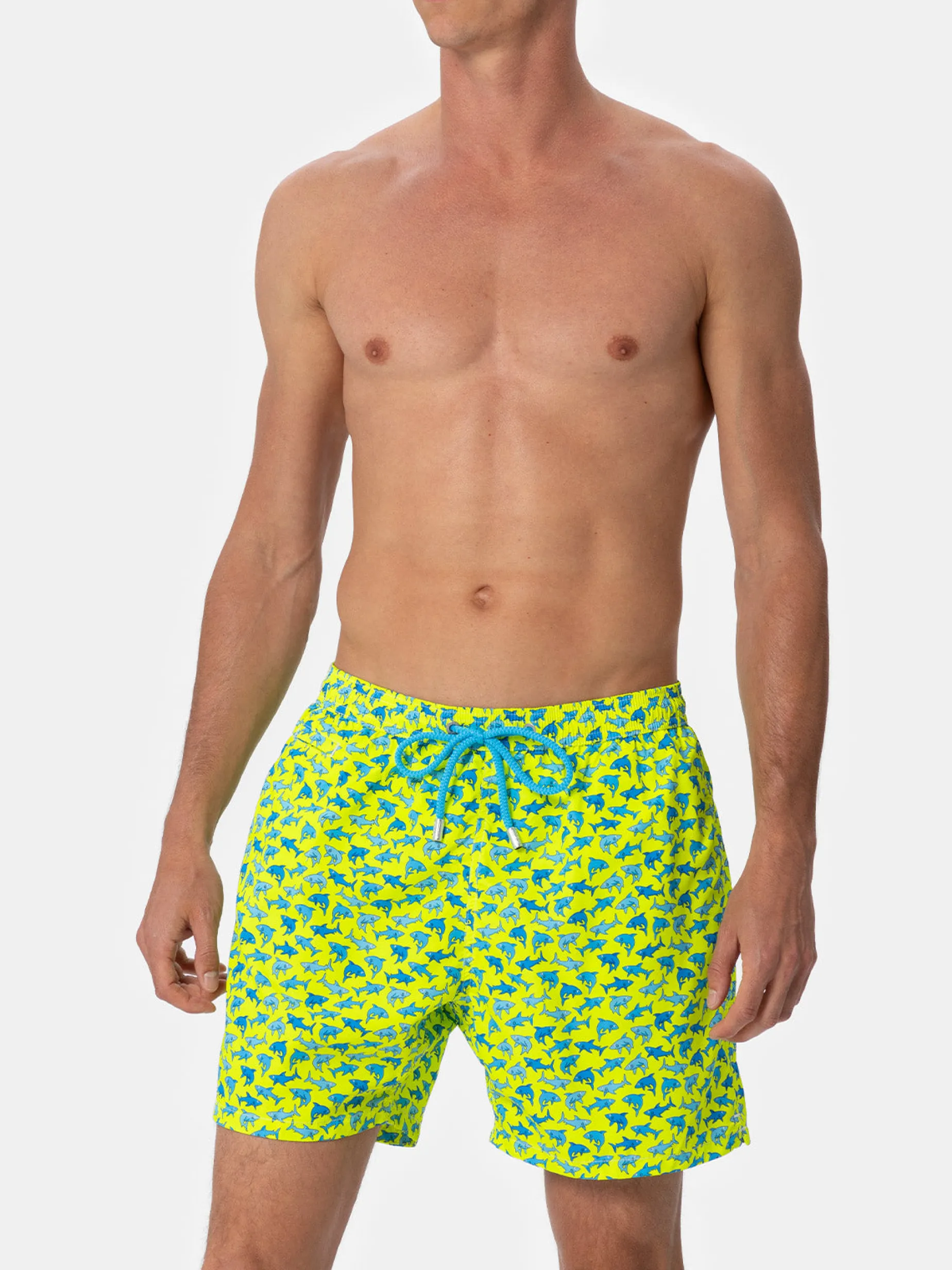 Costume da bagno da uomo in tessuto leggero Lighting Micro Fantasy con stampa squali