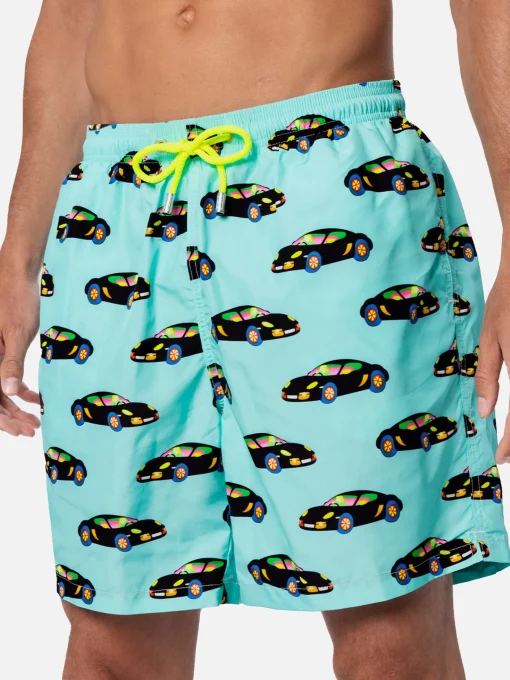 Costume da bagno da uomo in tessuto leggero Illuminazione con stampa automobile Lodola | MARCO LODOLA SPECIAL EDITION