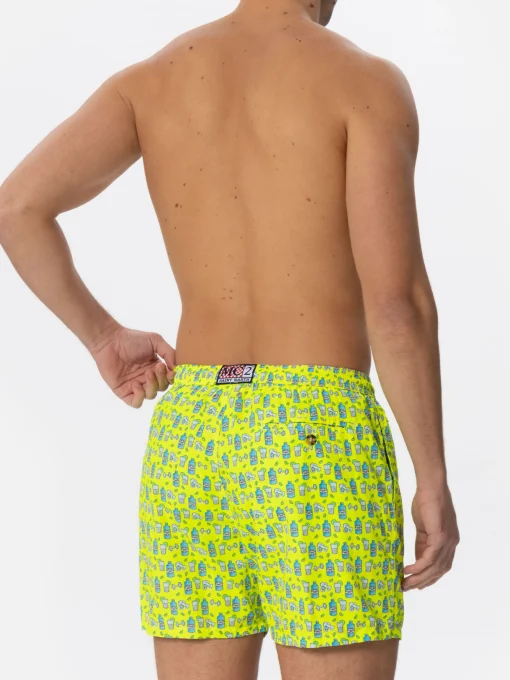 Costume da bagno da uomo in tessuto leggero con stampa gin