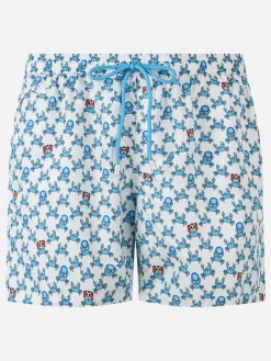Costume da bagno da uomo in tessuto leggero con stampa Crab party e logo Napoli | SSC NAPOLI SPECIAL EDITION