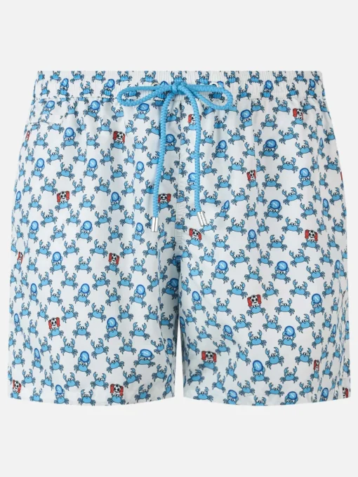 Costume da bagno da uomo in tessuto leggero con stampa Crab party e logo Napoli | SSC NAPOLI SPECIAL EDITION