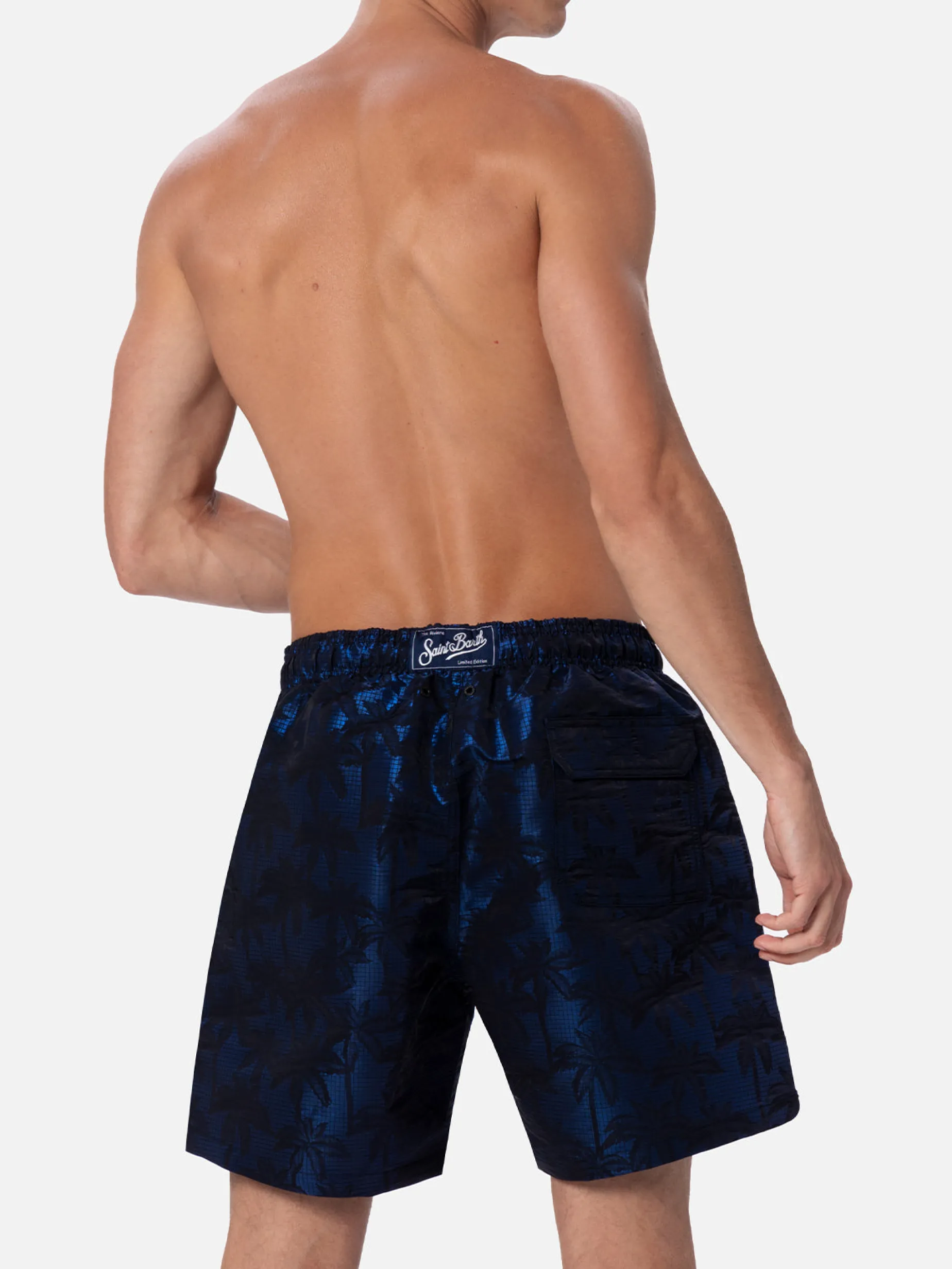 Costume da bagno da uomo in tessuto ripstop Harbour The Riviera con stampa jacquard palme