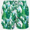 Costume da bagno di media lunghezza con stampa foglie tropicali