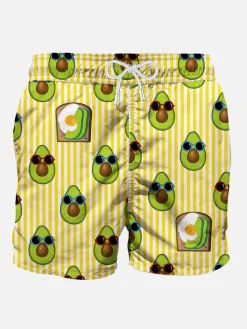 Costume da bagno di media lunghezza stampa rigata avocado toast